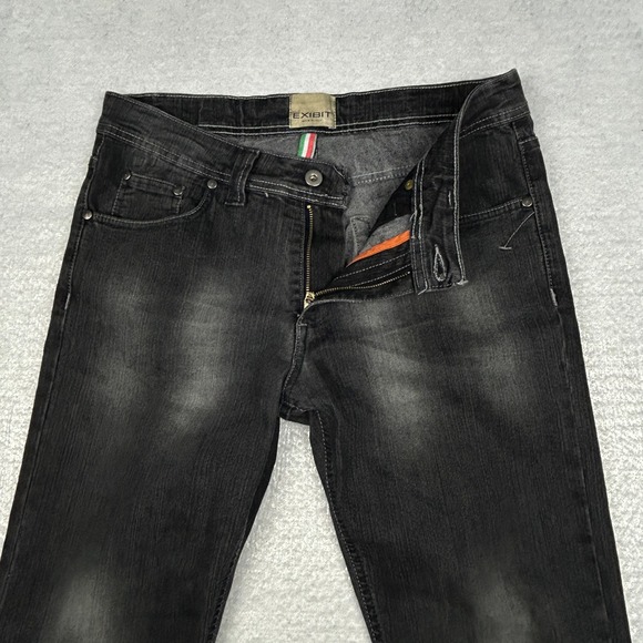Exhibit Jeans Mens 50 (33x32.25) Slim‎ Fit Black Fade Made in Italy Tapered - Picture 4 of 16